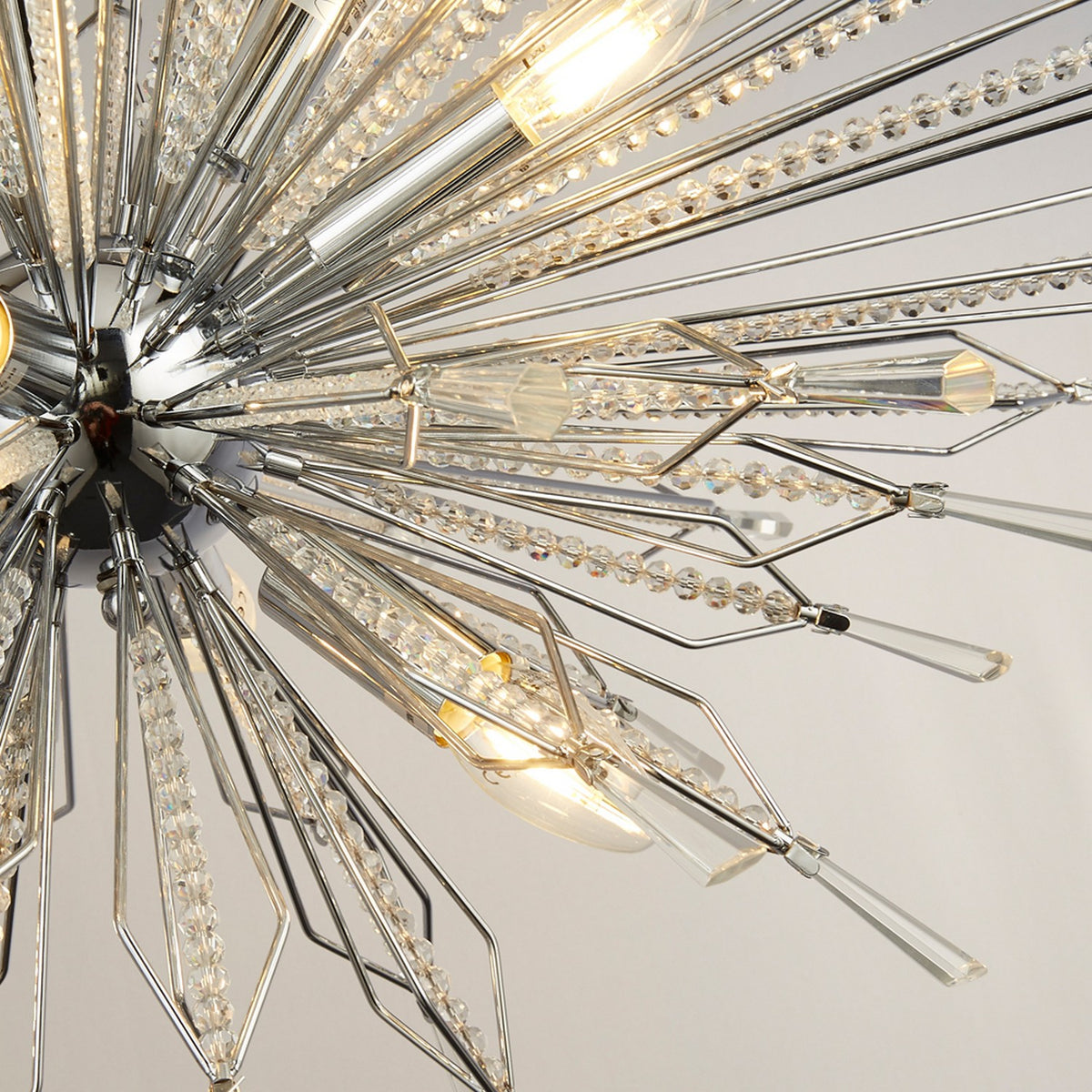 Starburst 8 Lights Chrome & Glass Ceiling Pendant