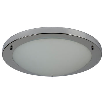 LED Chrome & Opal Glass IP44 Flush