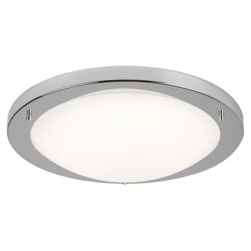 LED Satin Silver & Opal Glass IP44 Flush