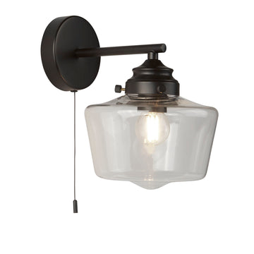 School House Black Metal & Glass Wall Light