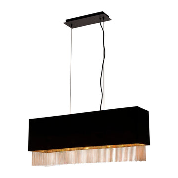 Fringe 4 Light Black Shade With Gold Chain Pendant