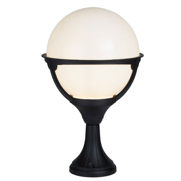 Orb LED Black Round Opal Outdoor Wall Light