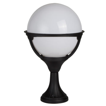 Orb LED Black Round Opal Outdoor Wall Light