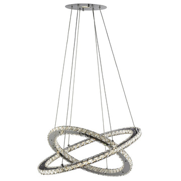 Clover 2 Light Chrome & Clear Glass LED Ring Pendant