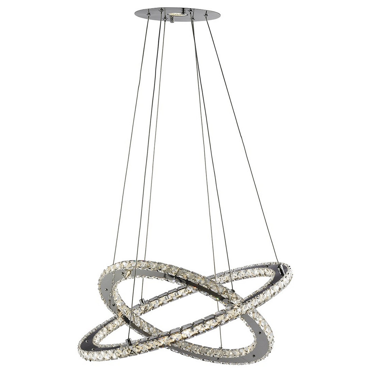 Clover 2 Light Chrome & Clear Glass LED Ring Pendant