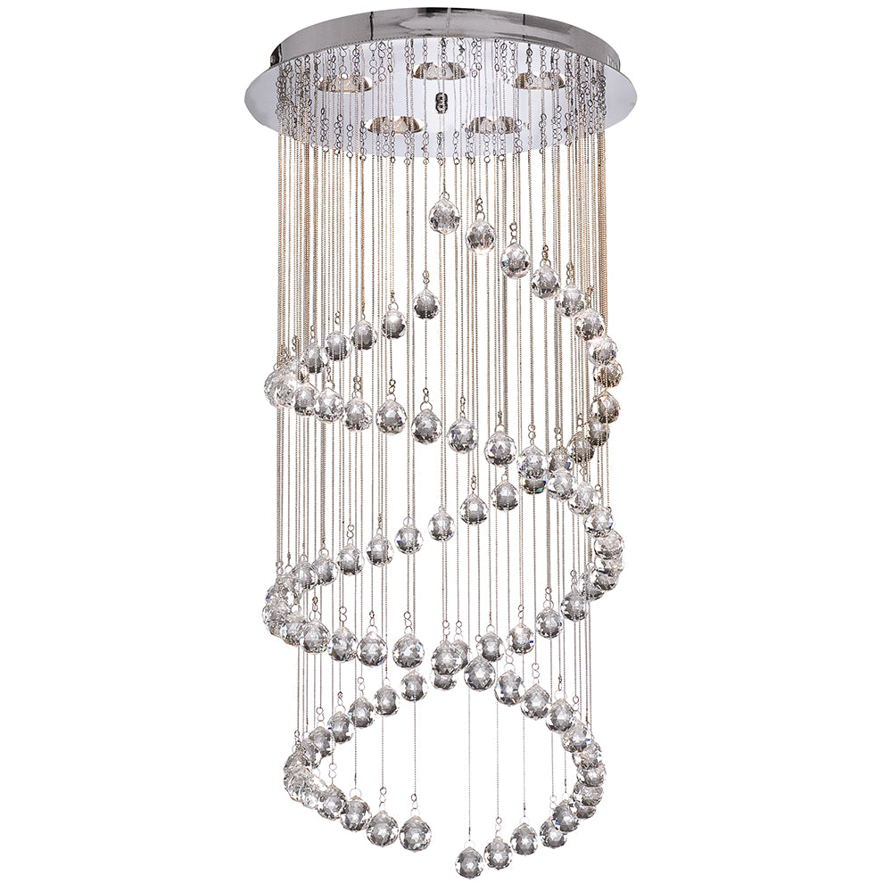 Hallway 5 Light 80cm Chrome & Crystal Balls Chandelier