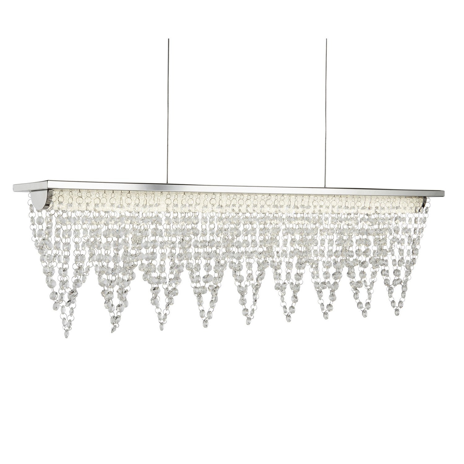 Drape LED Chrome & Crystal Waterfall Ceiling Bar Pendant