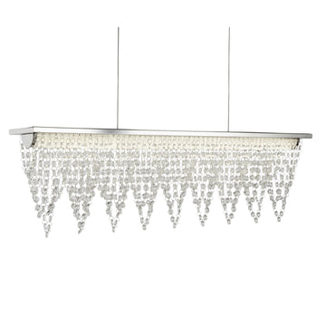 Drape LED Chrome & Crystal Waterfall Ceiling Bar Pendant
