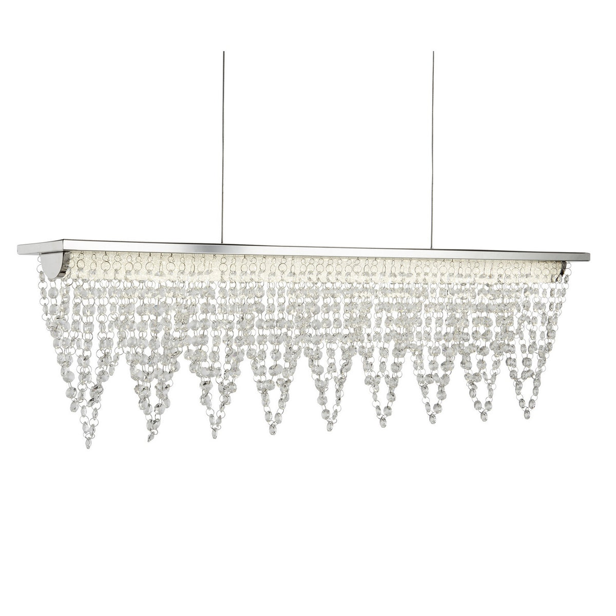 Drape LED Chrome & Crystal Waterfall Ceiling Bar Pendant