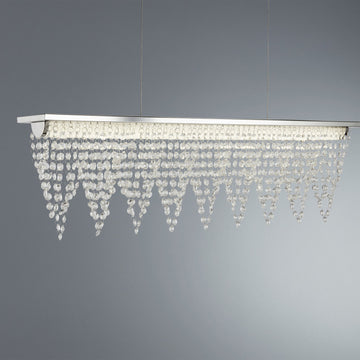 Drape LED Chrome & Crystal Waterfall Ceiling Bar Pendant