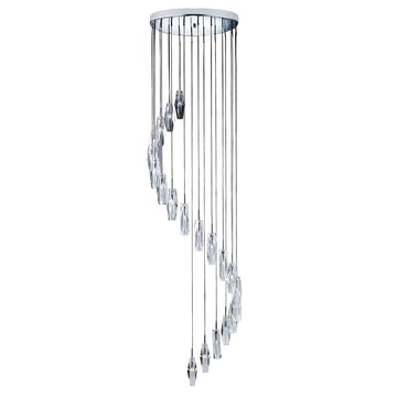 Sculptured Ice 20 Light Chrome & Clear Glass Multi Drop Pendant