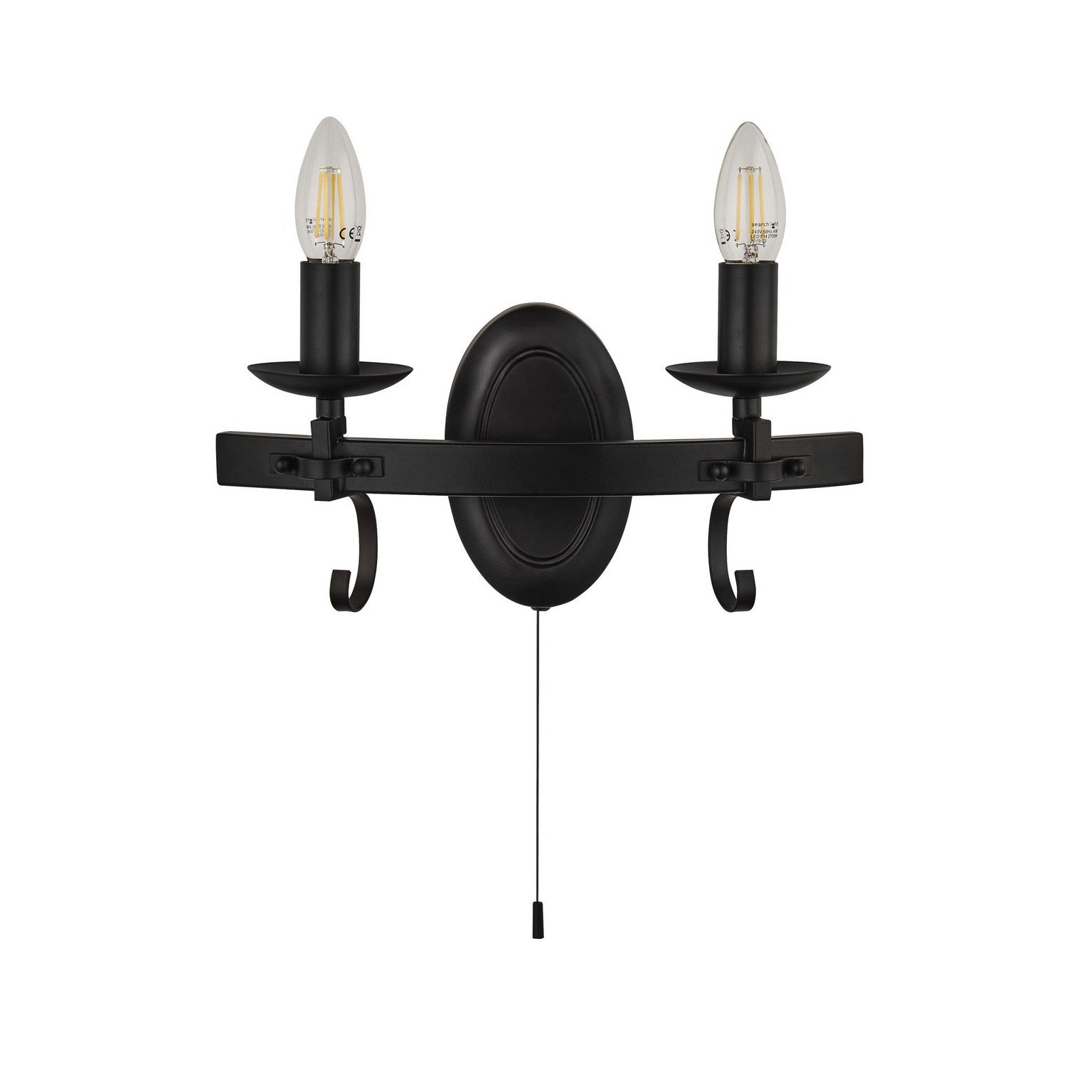 Cartwheel III 2 Light Black Wrought Iron Wall Light