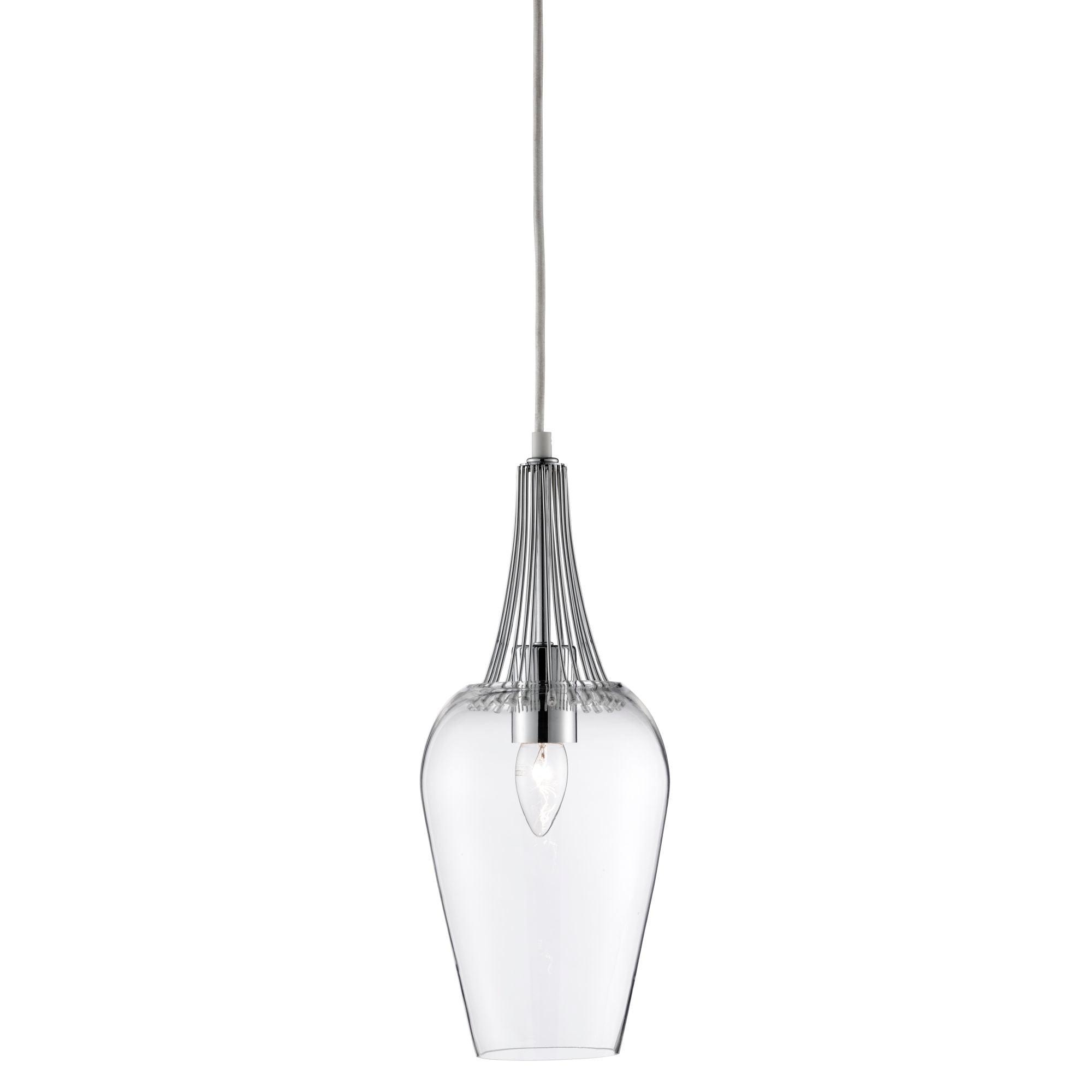 Whisk Chrome  & Clear Glass Ceiling Pendant