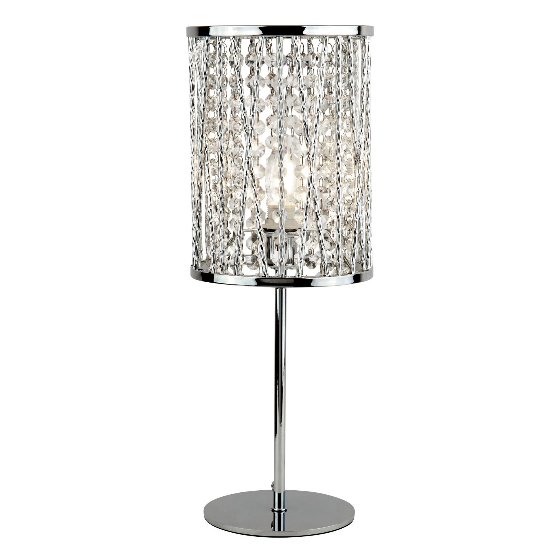 Elise Chrome & Crystal Drops Table Lamp