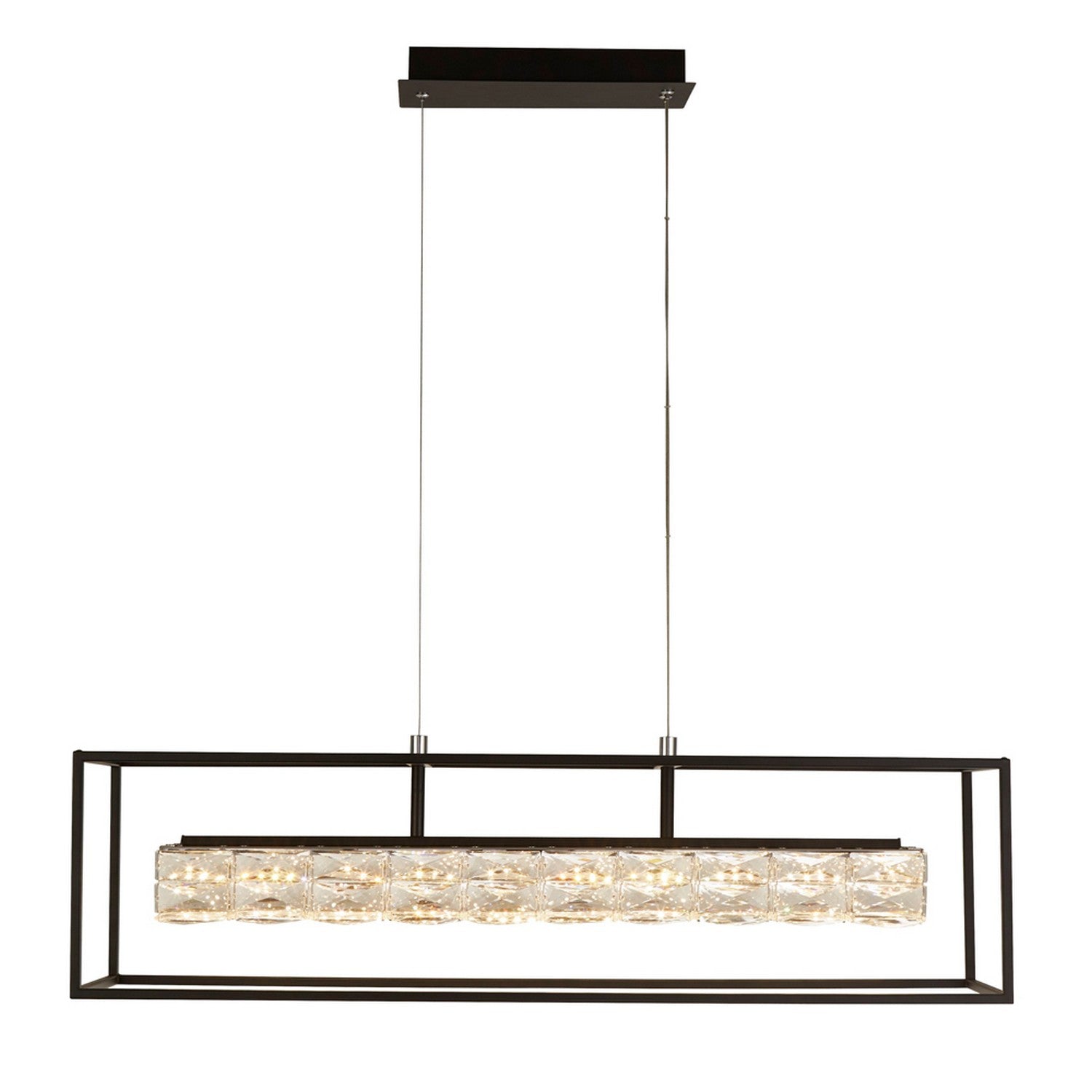 Elevator LED Matt Black Frame & Crystal Centre Pendant