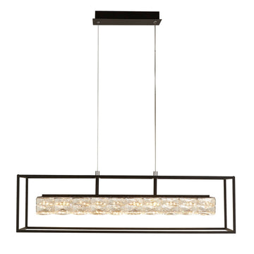 Elevator LED Matt Black Frame & Crystal Centre Pendant