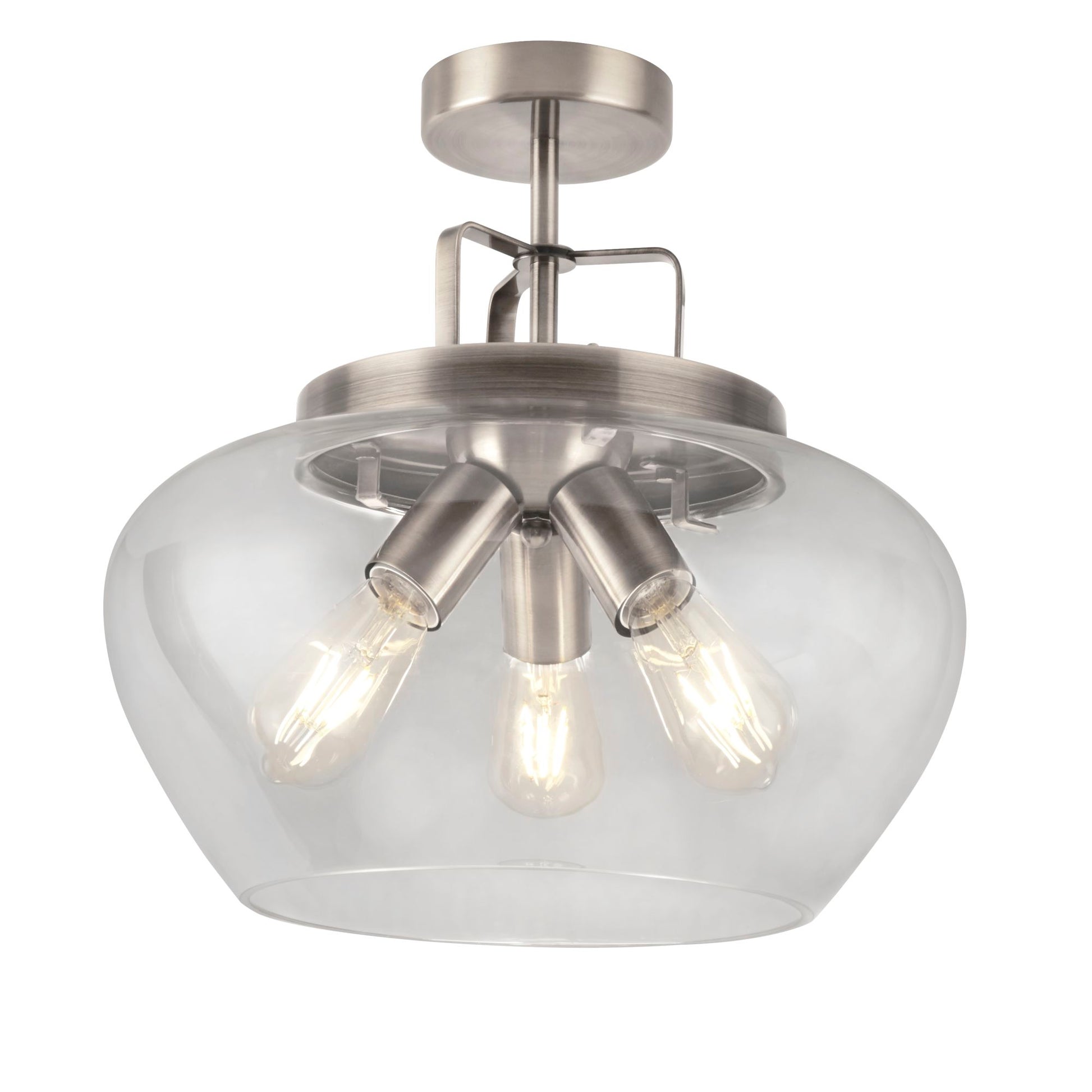 Boule 3 Light Silver & Clear Semi Flush