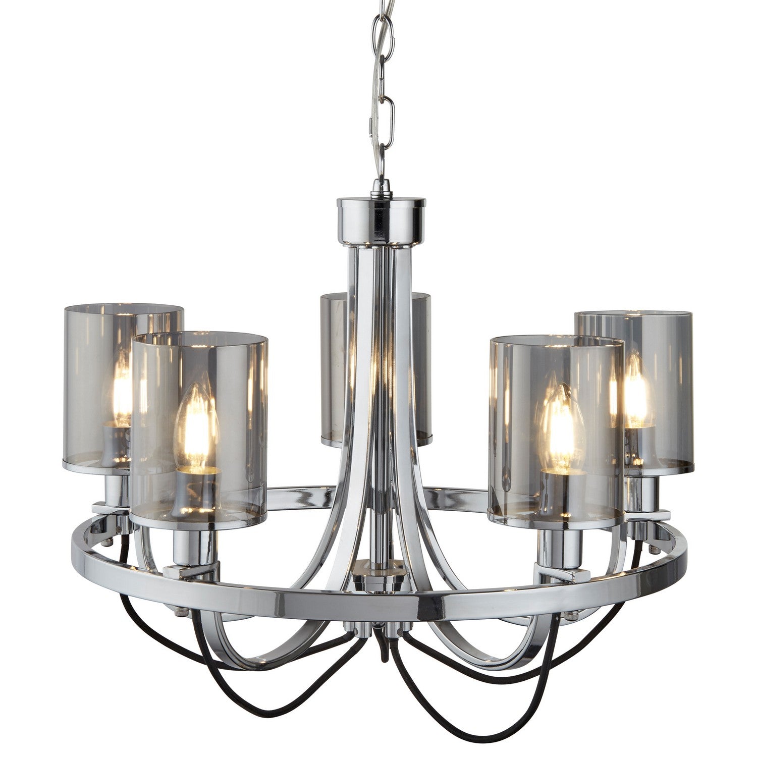 Catalina 5 Light Chrome & Smoked Glass Pendant