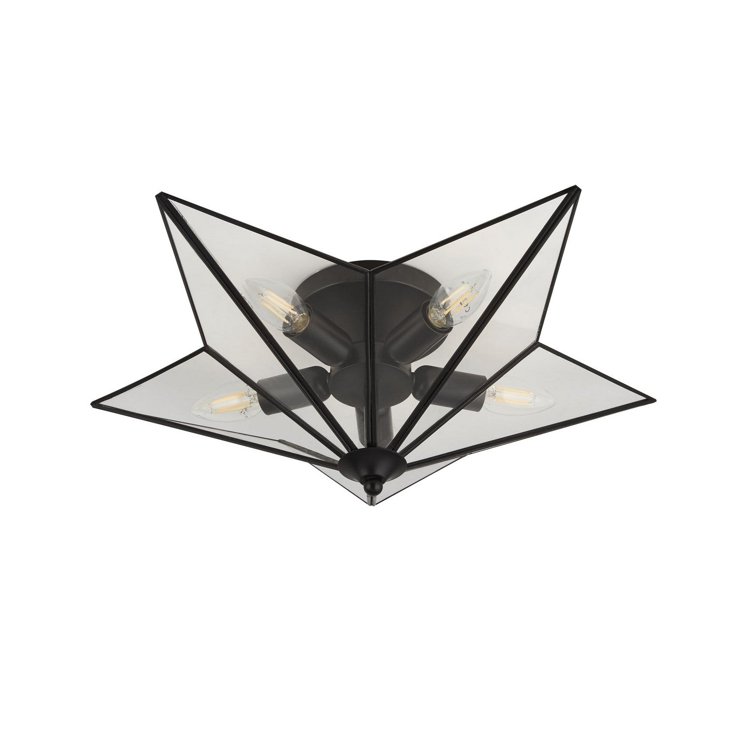 Star 5 Light Black Metal & Glass Ceiling Light