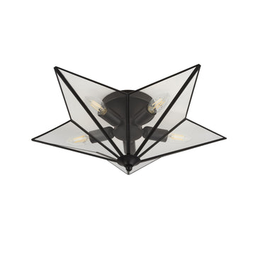 Star 5 Light Black Metal & Glass Ceiling Light