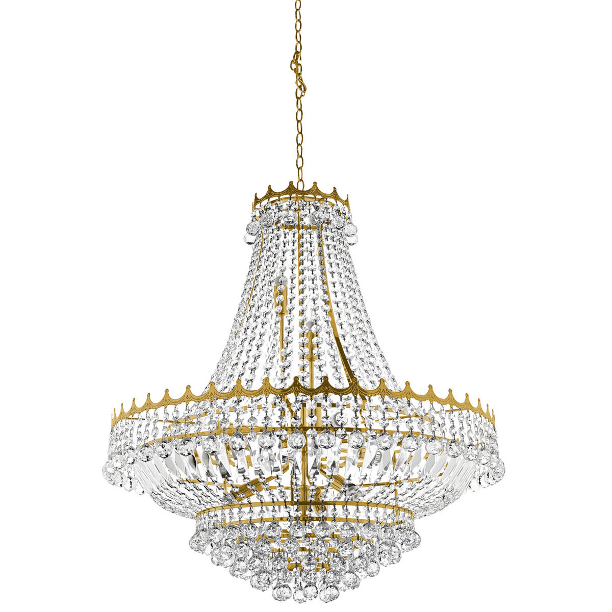 Versailles 13 Light Gold Frame & Crystal Chandelier