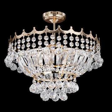 Versailles 5 Light Gold Frame & Crystal Semi Flush Chandelier