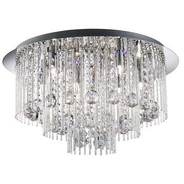 Beatrix & Light Chrome & Crystal Blue LED Chandelier