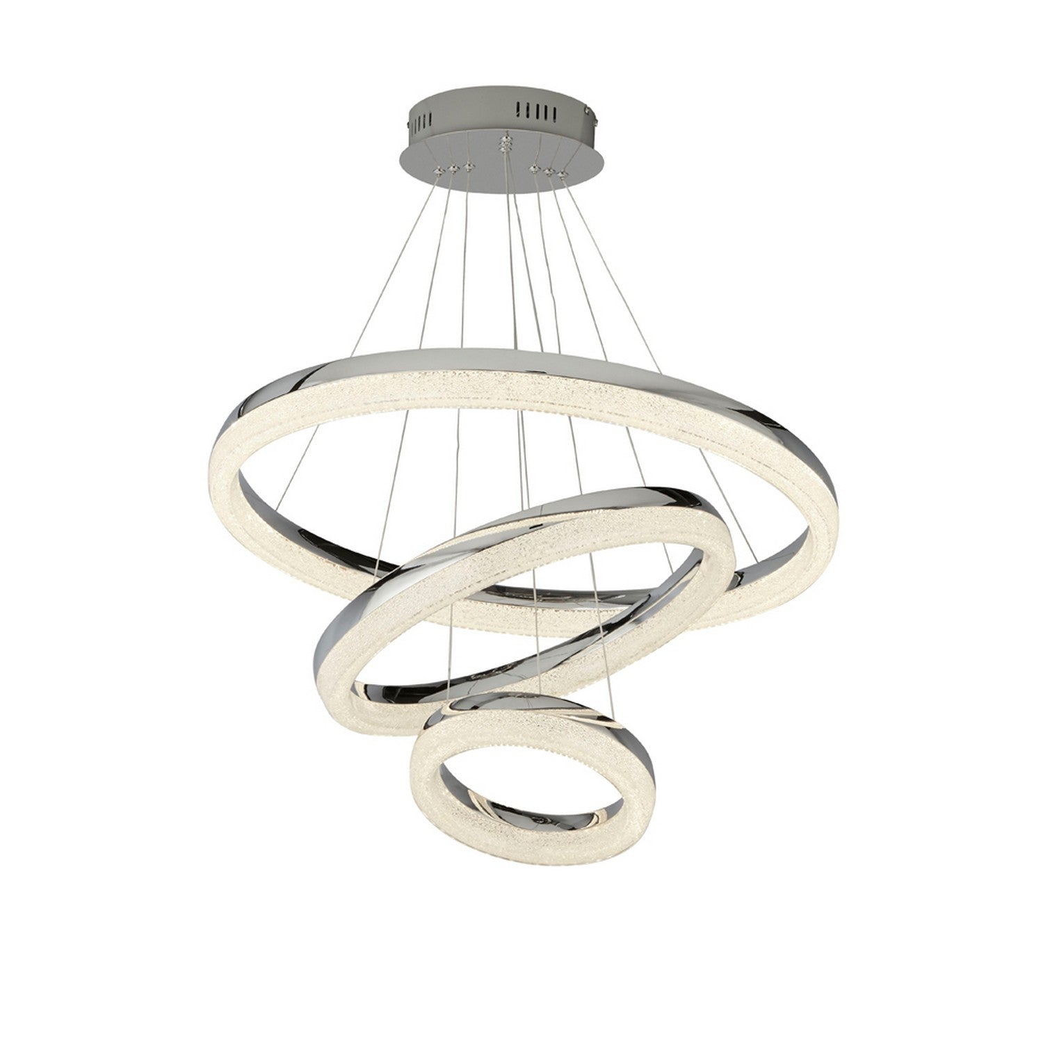 Circle 3 Light LED Chrome & Crushed Ice Ceiling Pendant