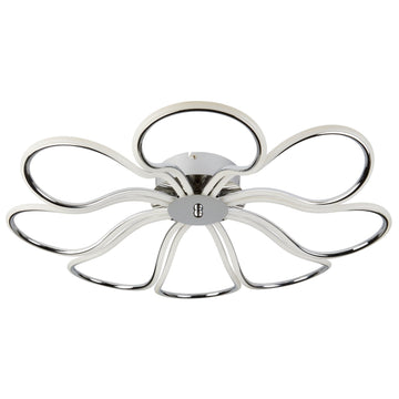 Foliage LED 8 Lights Chrome Leaf Arms Medium Ceiling Flush