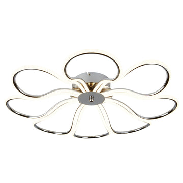 Foliage LED 8 Lights Chrome Leaf Arms Medium Ceiling Flush