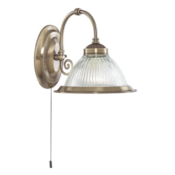 American Diner Traditional Brass & Clear Glass Wall Light