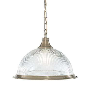 American Diner Antique Brass & Glass Ceiling Pendant