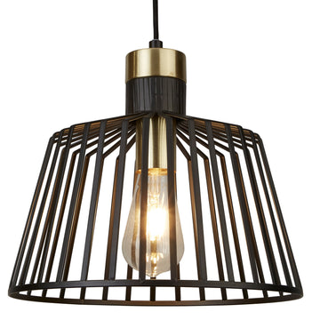 Bird Cage 30cm Metal & Satin Brass Pendant