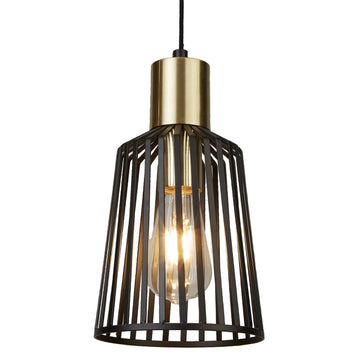 Bird Cage 16cm Metal & Satin Brass Pendant