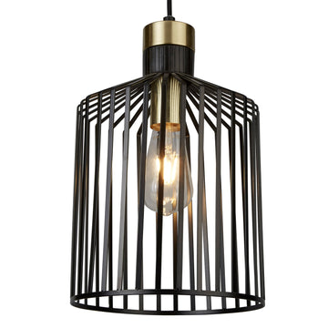 Bird Cage 22cm Metal & Satin Brass Pendant