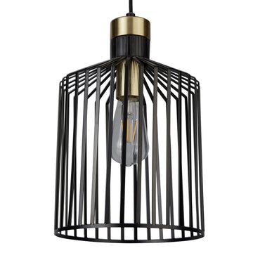Bird Cage 22cm Metal & Satin Brass Pendant