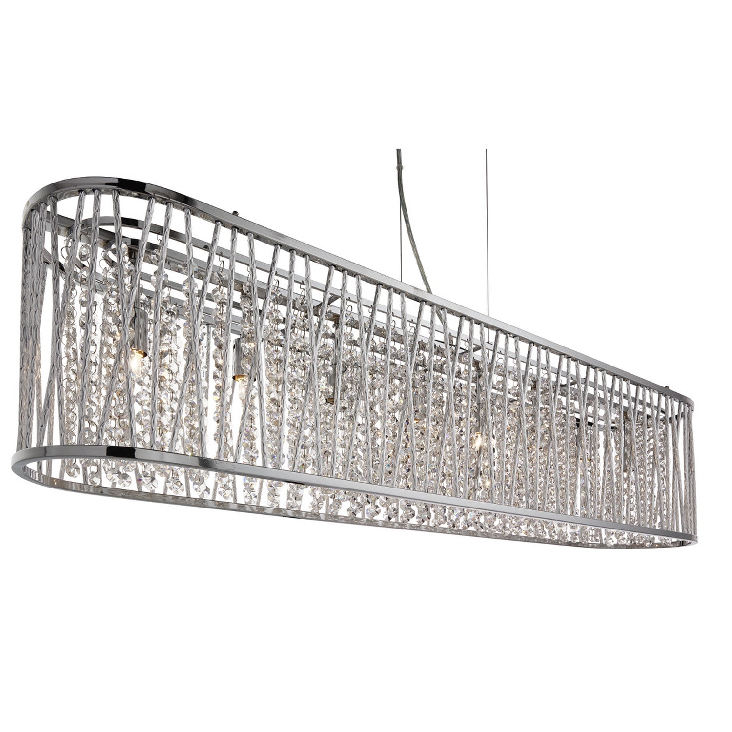 Elise 8 Light Chrome Clear Crystal & Aluminium Trim Bar Light