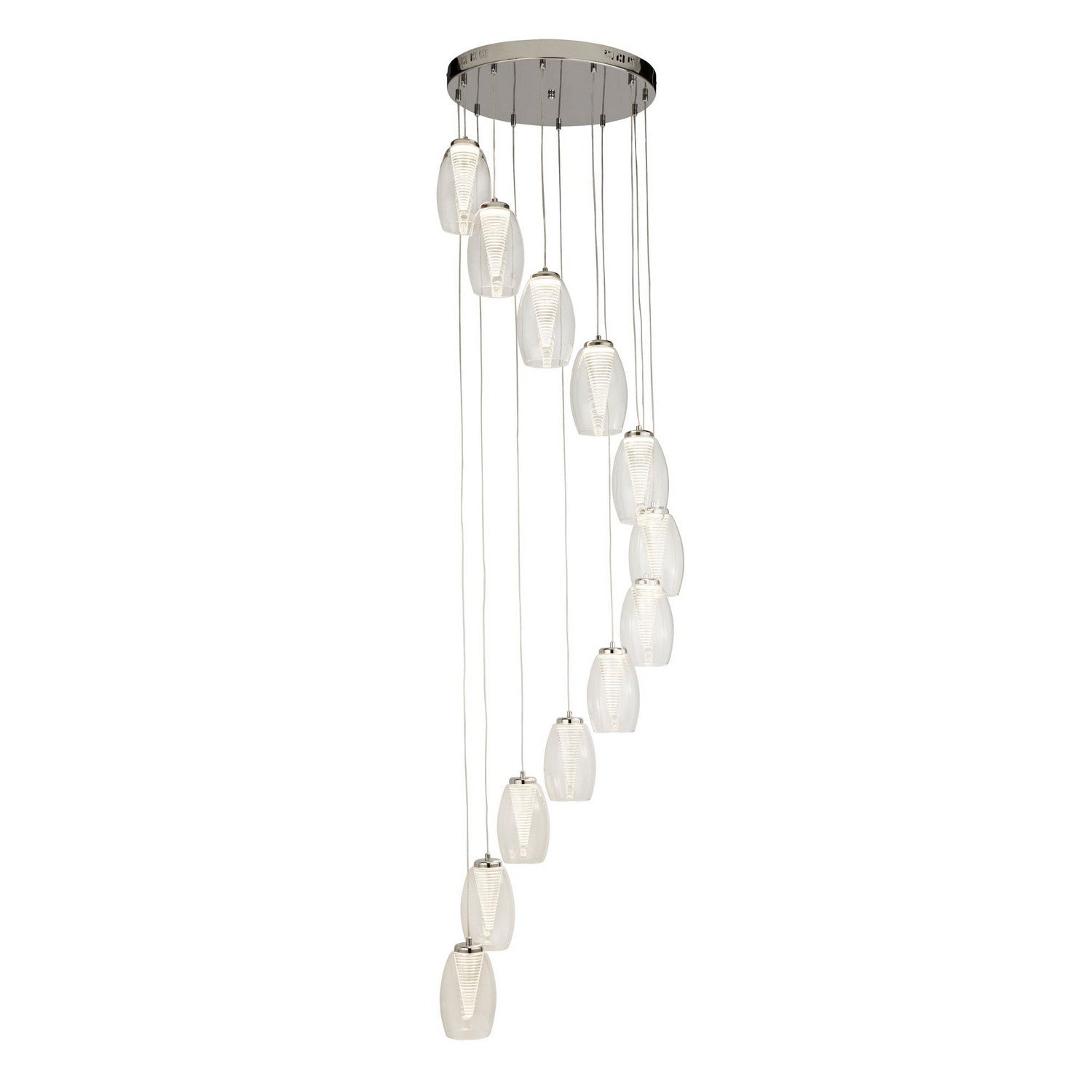 Cyclone 12 Light Chrome & Clear Glass Pendant