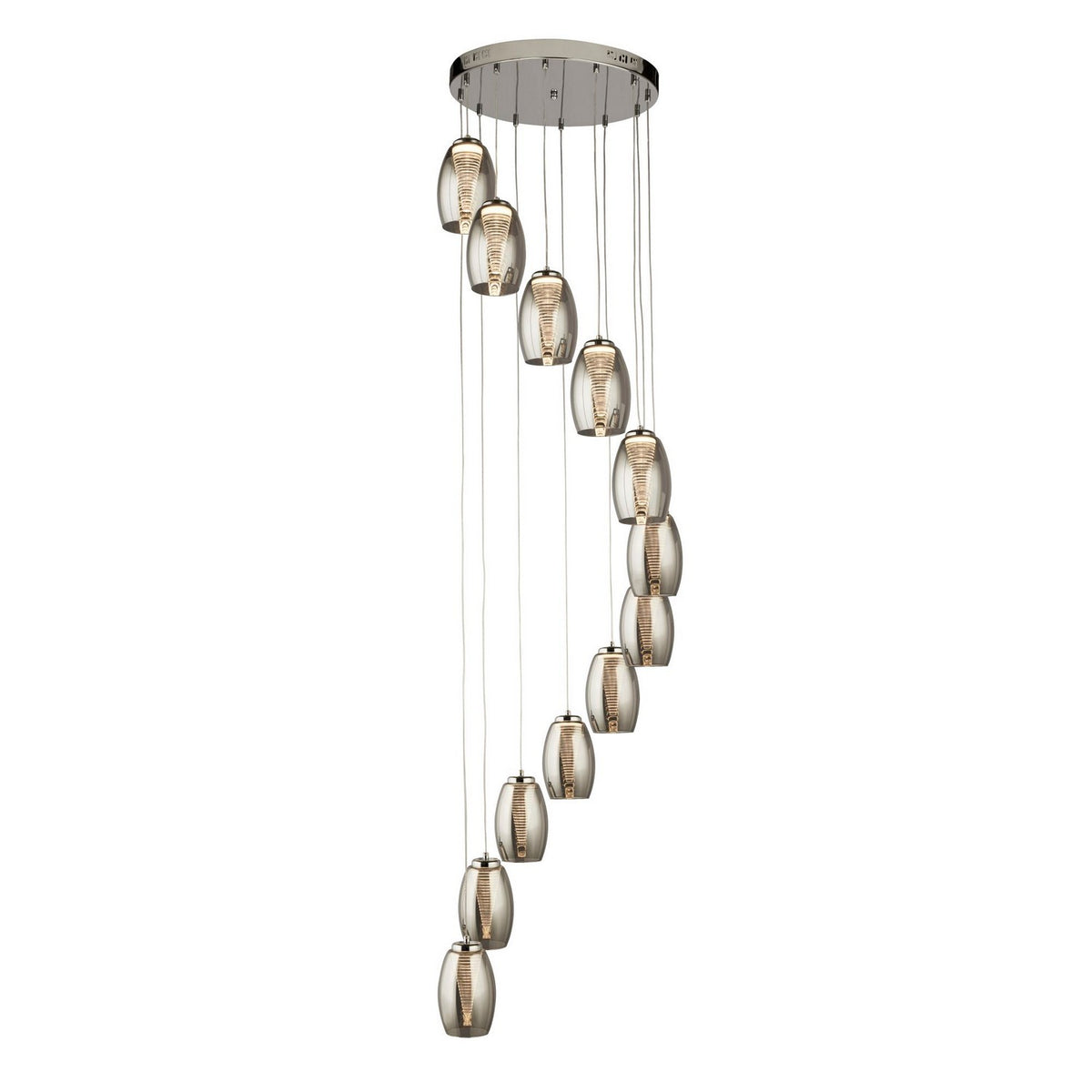 Cyclone 12 Light Chrome & Smoked Glass Pendant