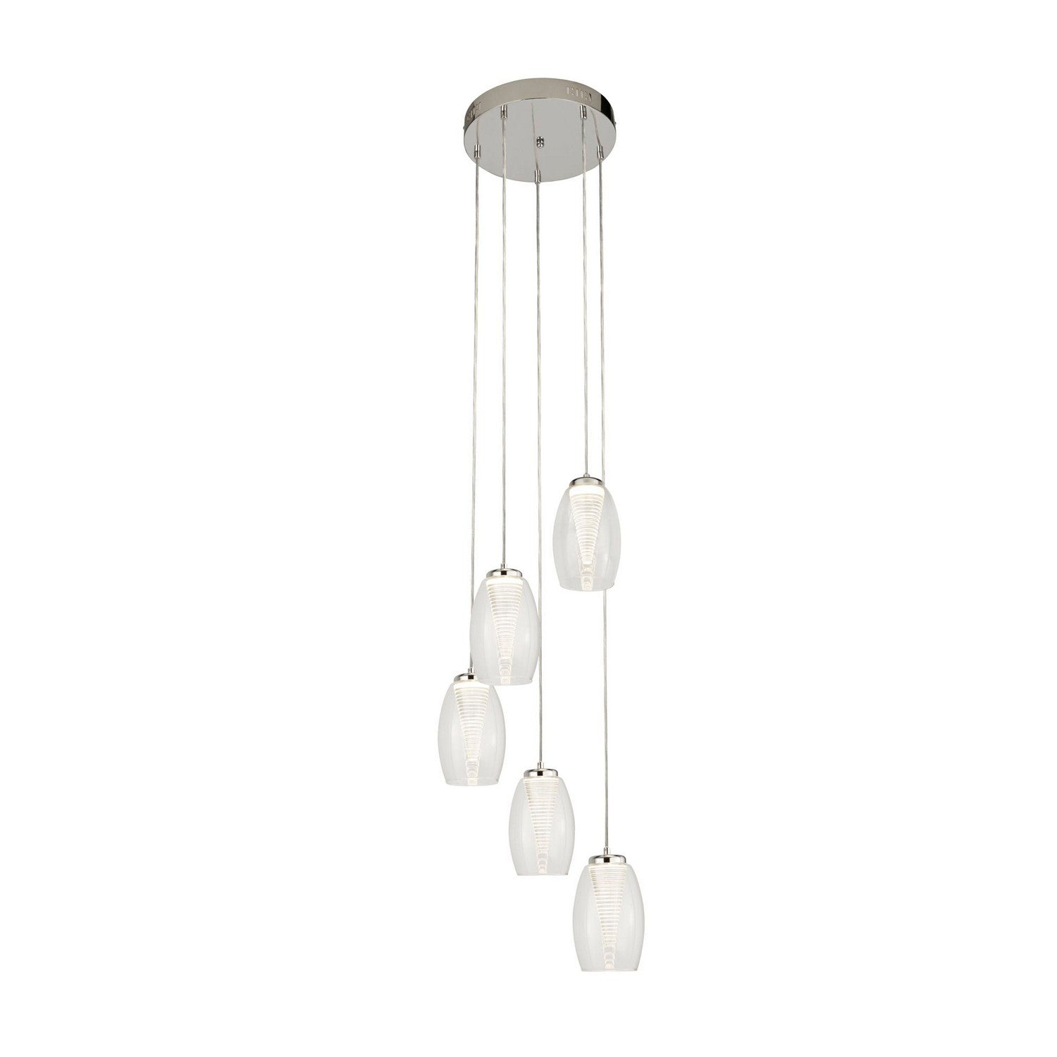 Cyclone 5 Light Chrome & Clear Glass Pendant