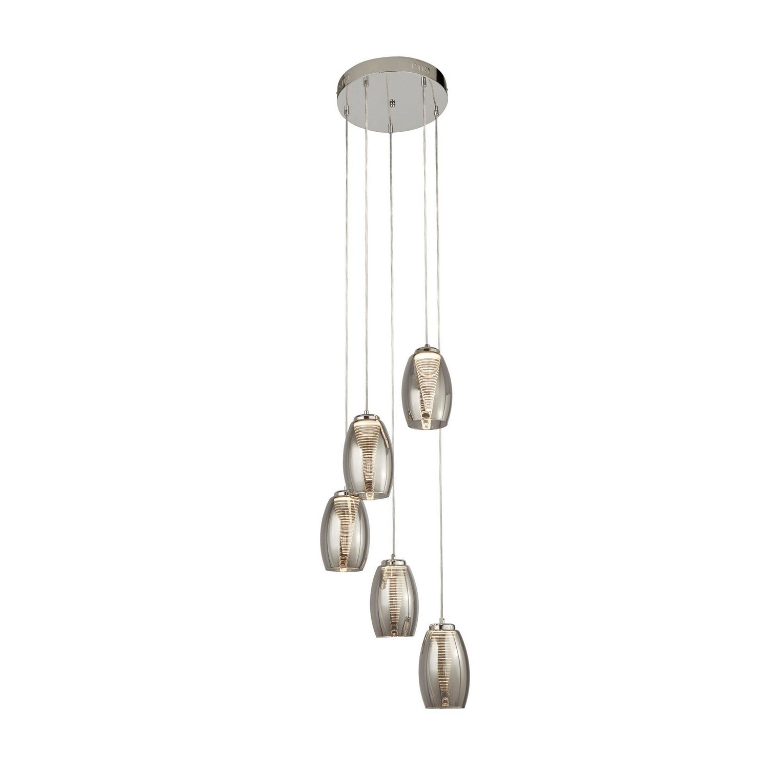 Cyclone 5 Light Chrome & Smoked Glass Pendant