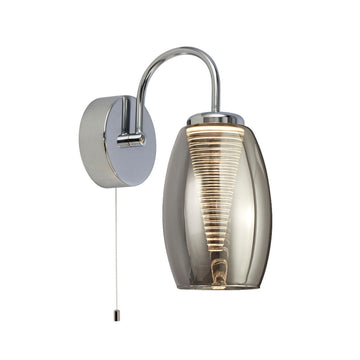 Cyclone Chrome & Smoked Glass Wall Light