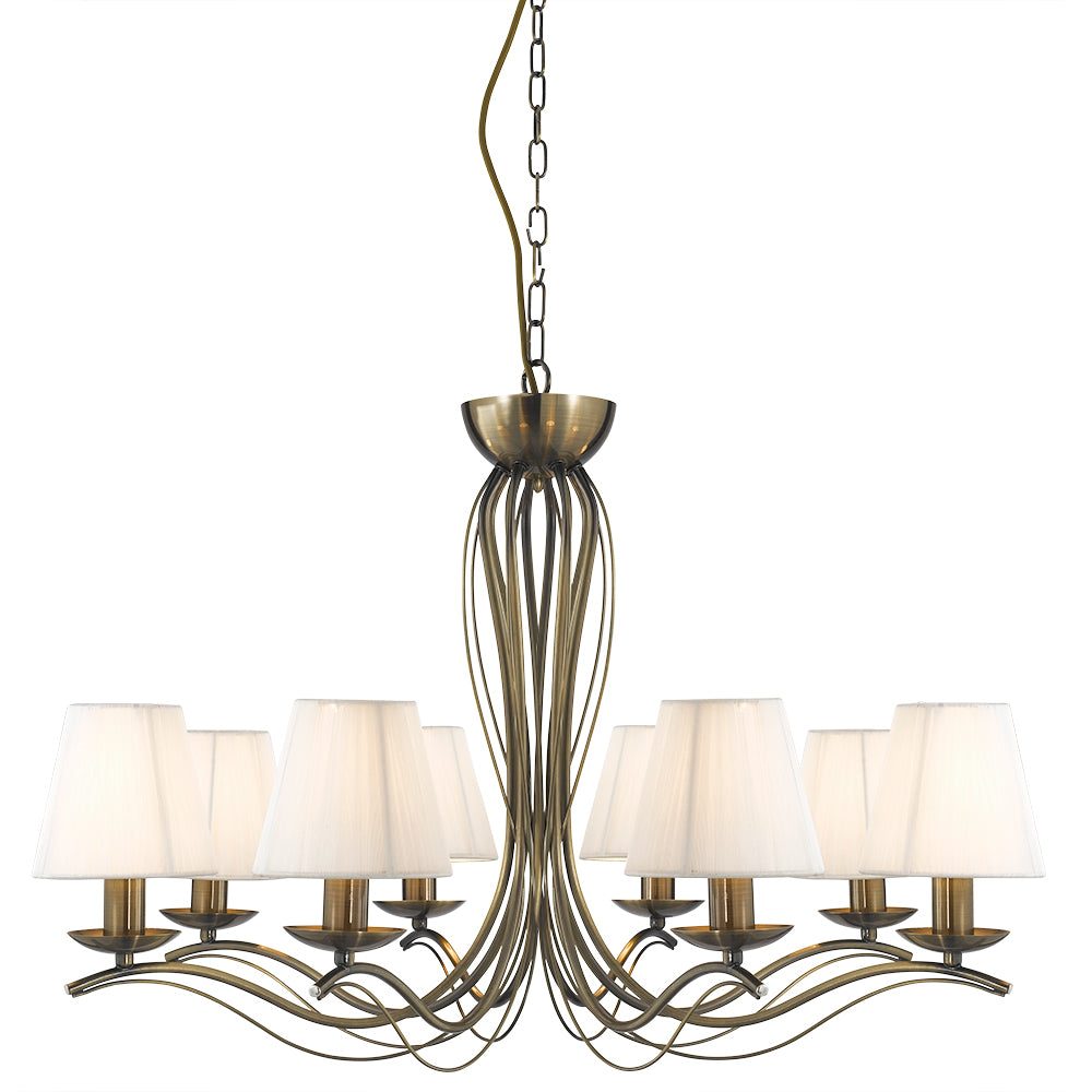 Pernette 8 Light Antique Brass & Cream Shades Chandelier