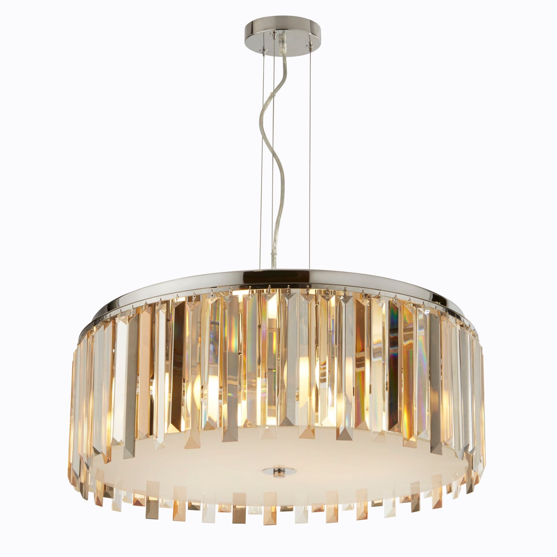 Clarissa 5 Light Chrome & Glass Prisms Drum Pendant