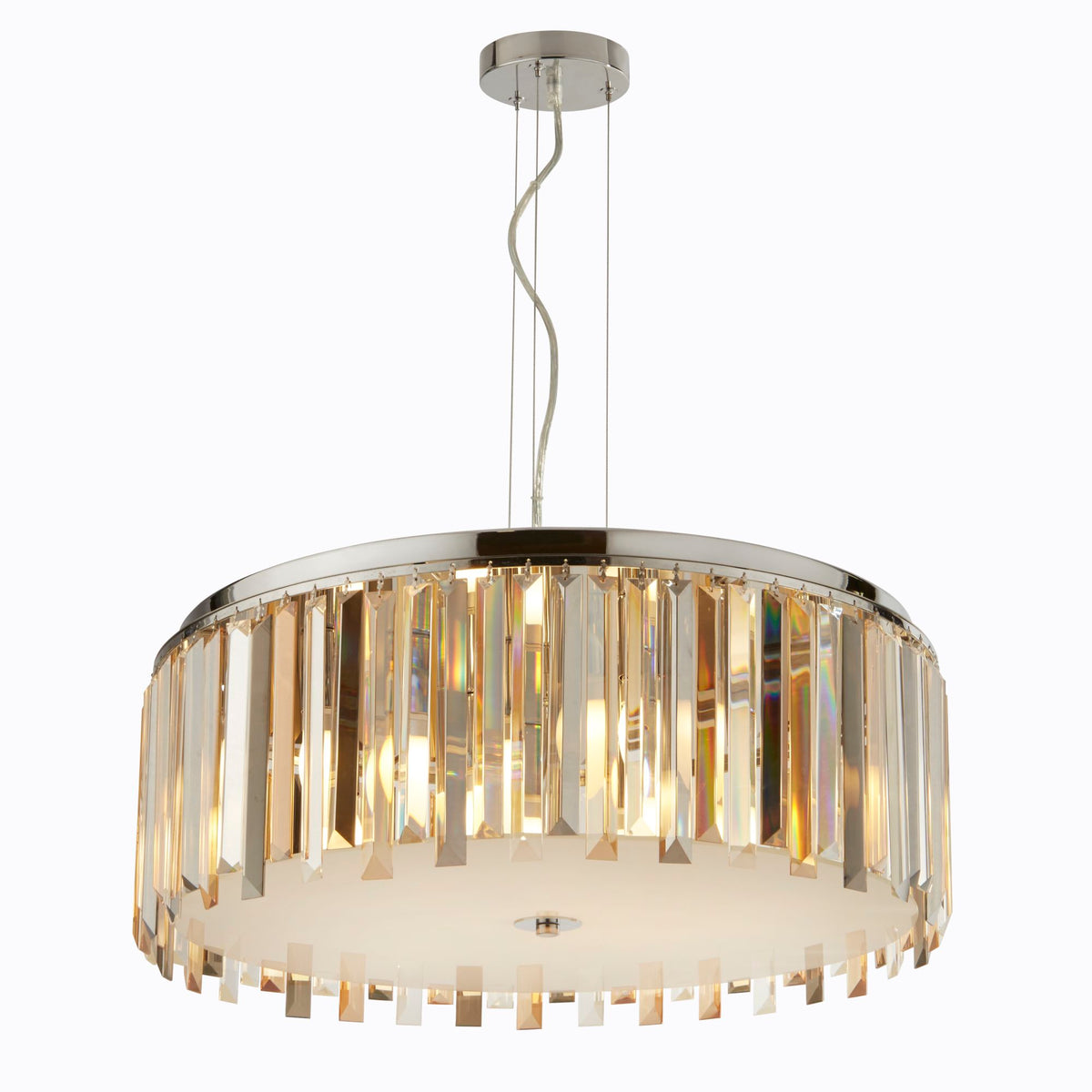 Clarissa 5 Light Chrome & Glass Prisms Drum Pendant