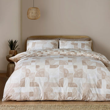 Catherine Lansfield Geometric Duvet Cover Set, Double, Natural