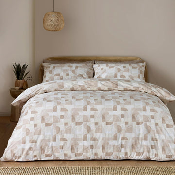 Catherine Lansfield Geometric Duvet Cover Set, Double, Natural