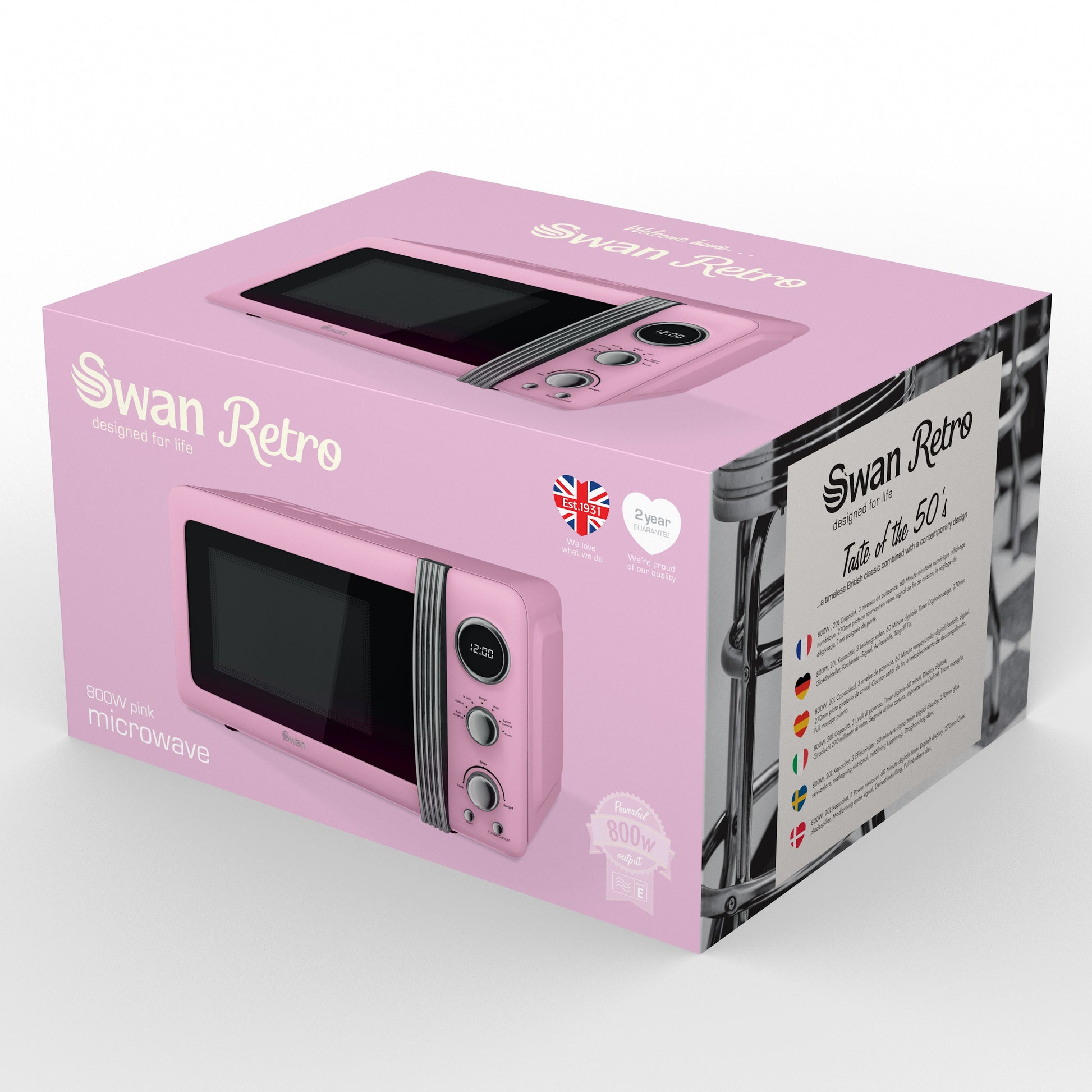 800W 20 Litre Pink Digital Timer Display Kitchen Microwave
