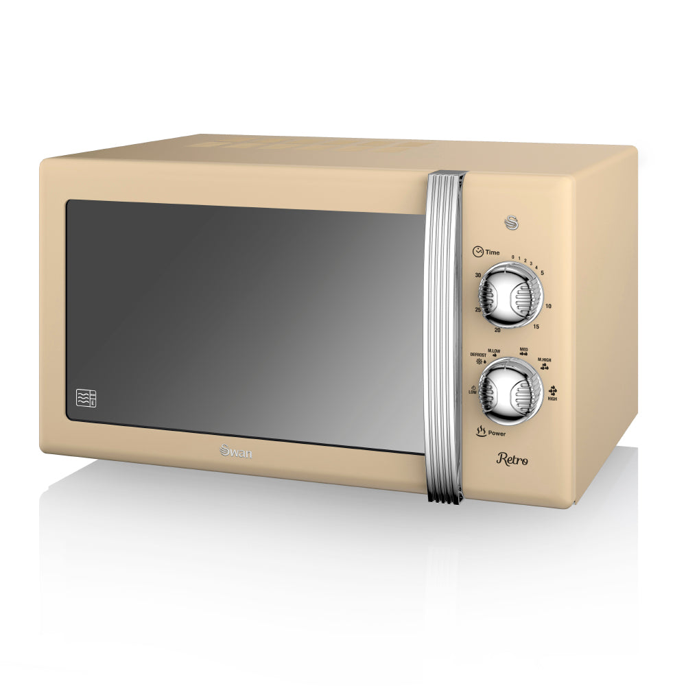800W 20 Litre Cream Digital Timer Display Kitchen Microwave