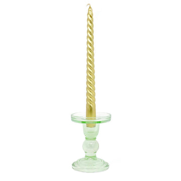 Green Glass Candle Stick Holder Small